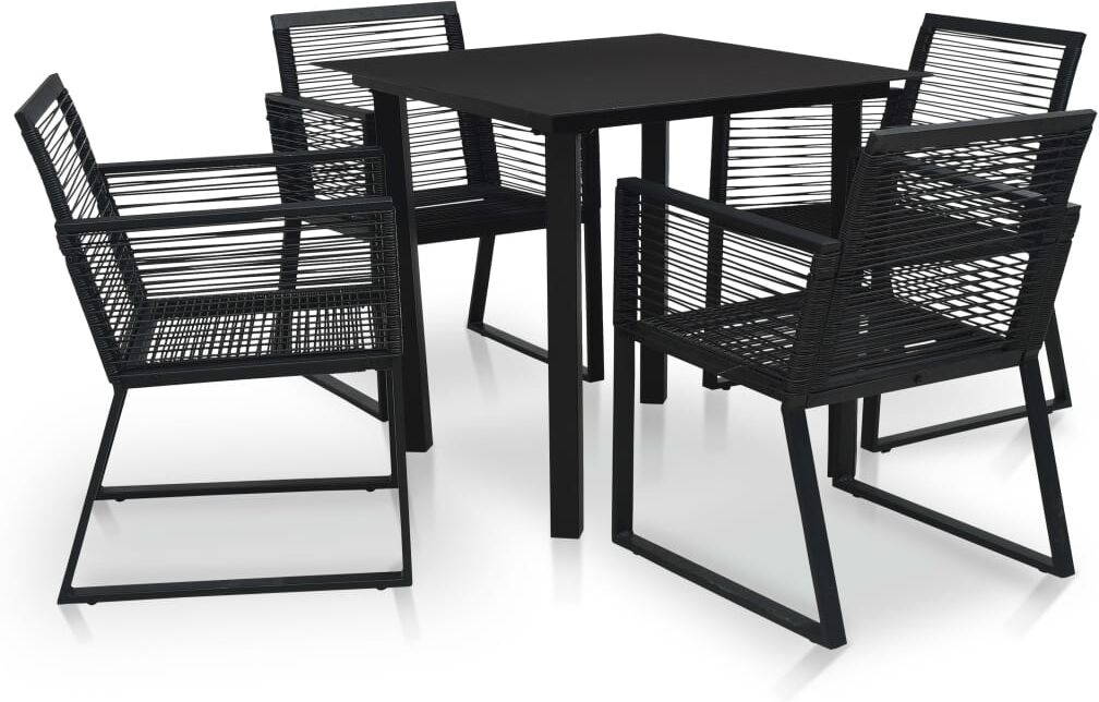 vidaXL Juego de comedor de jardín 5 piezas ratán PVC negro