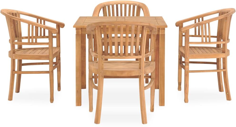 vidaXL Conjunto de comedor para jardín 5 piezas madera maciza de teca