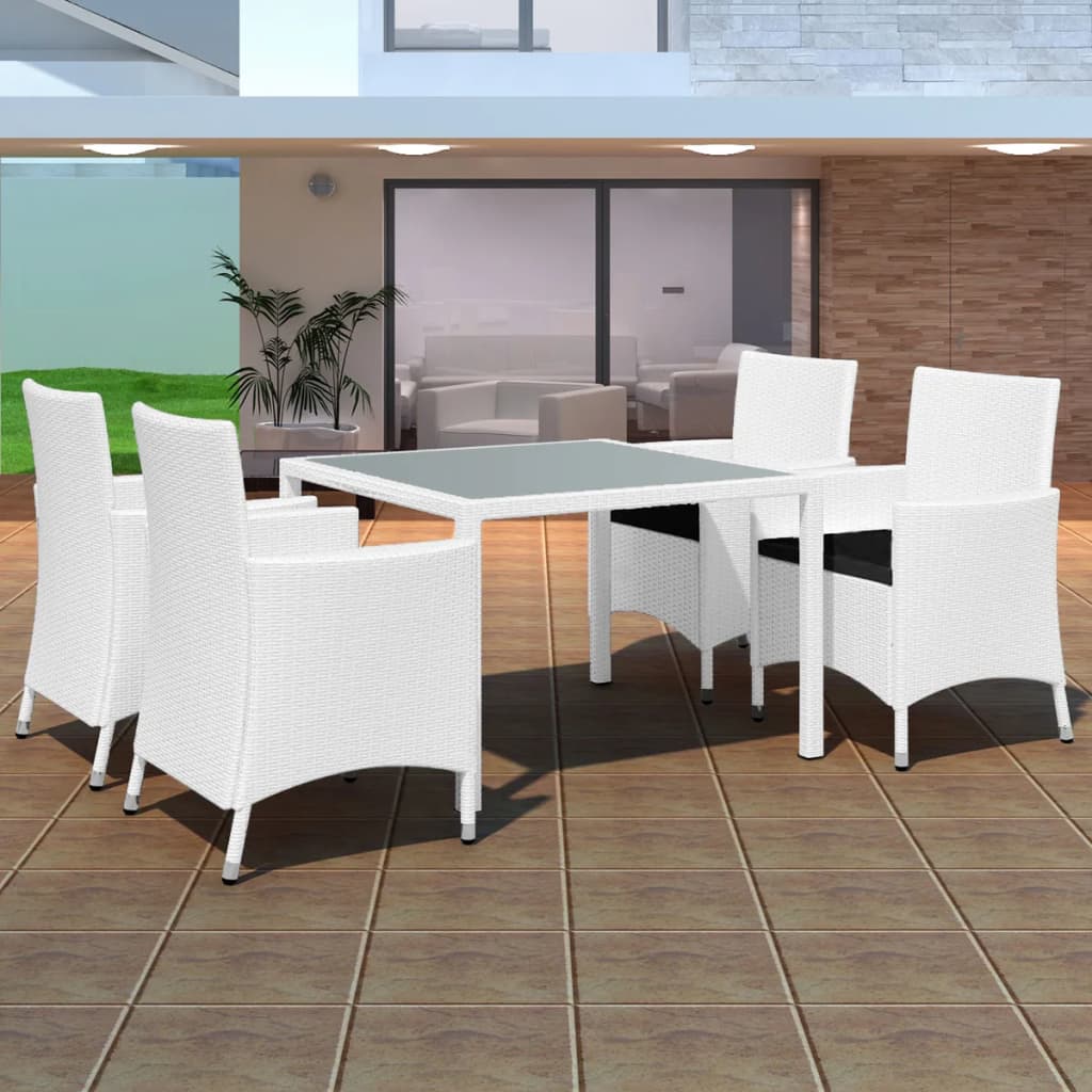 vidaXL Set de comedor de jardín 5 piezas ratán sintético blanco crema