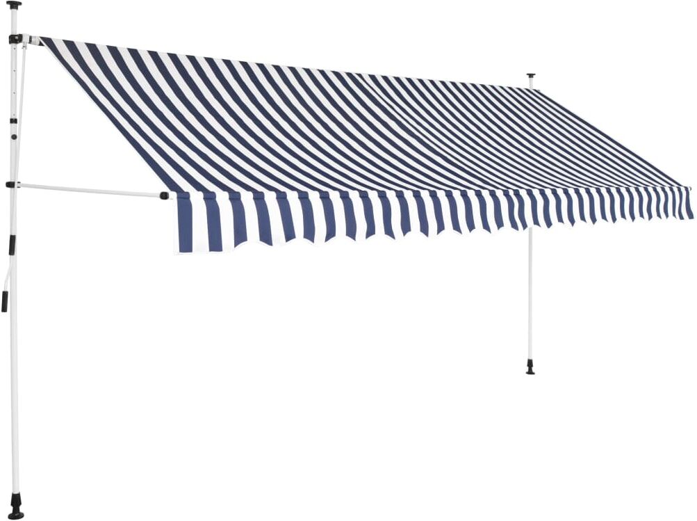 vidaXL Toldo manual retráctil 350 cm azul y blanco a rayas