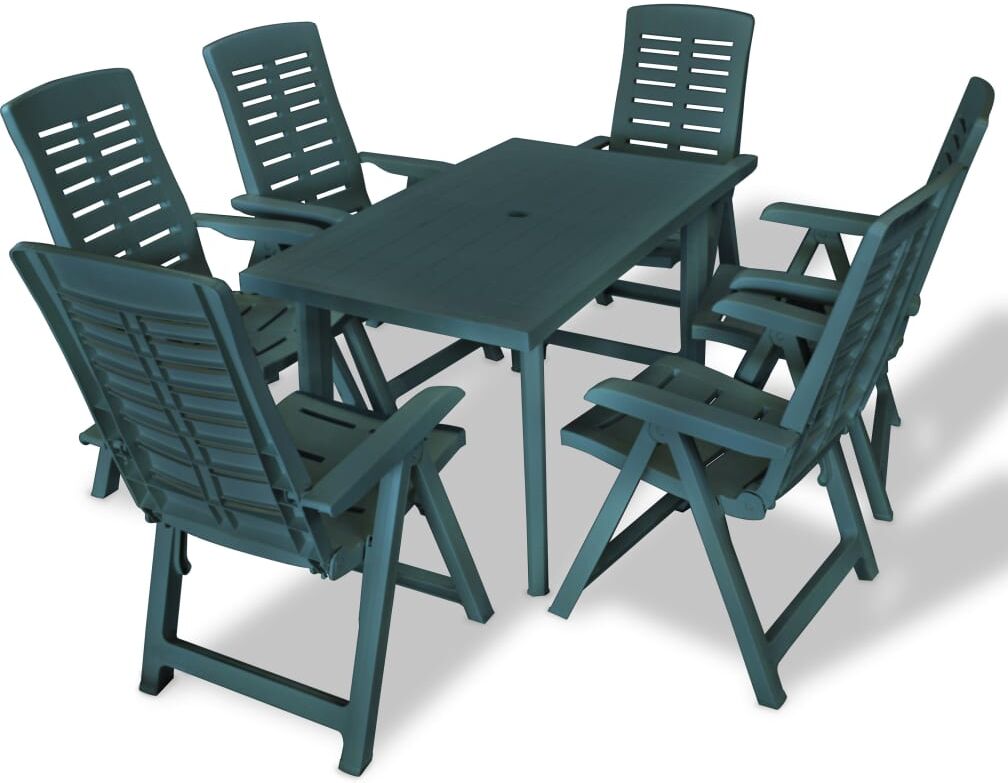 vidaXL Juego de comedor de jardín 7 piezas plástico verde