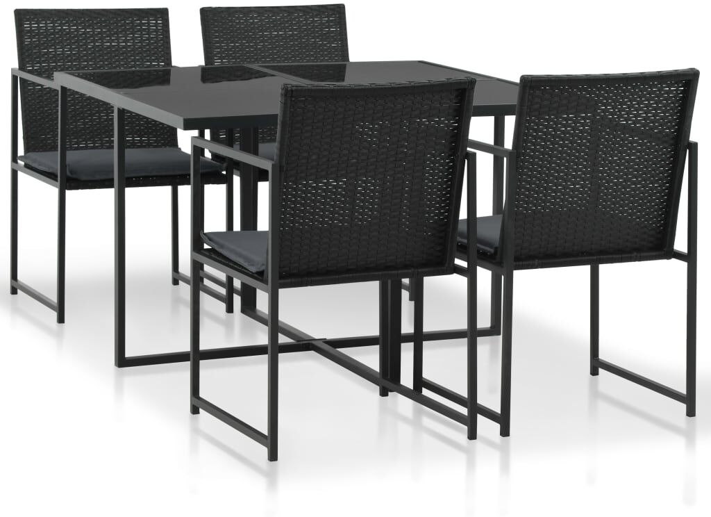 vidaXL Set comedor de jardín 5 piezas y cojines ratán sintético negro