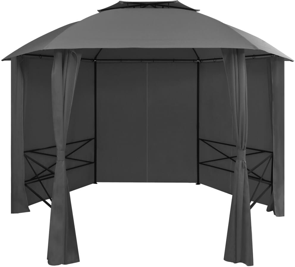 vidaXL Carpa de jardín con cortinas hexagonal 360x265 cm