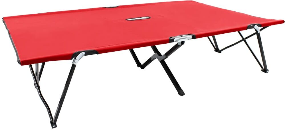 vidaXL Tumbona doble plegable acero roja