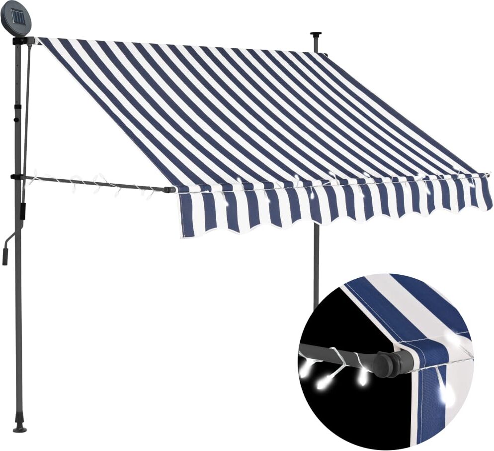 vidaXL Toldo manual retráctil con LED azul y blanco 150 cm