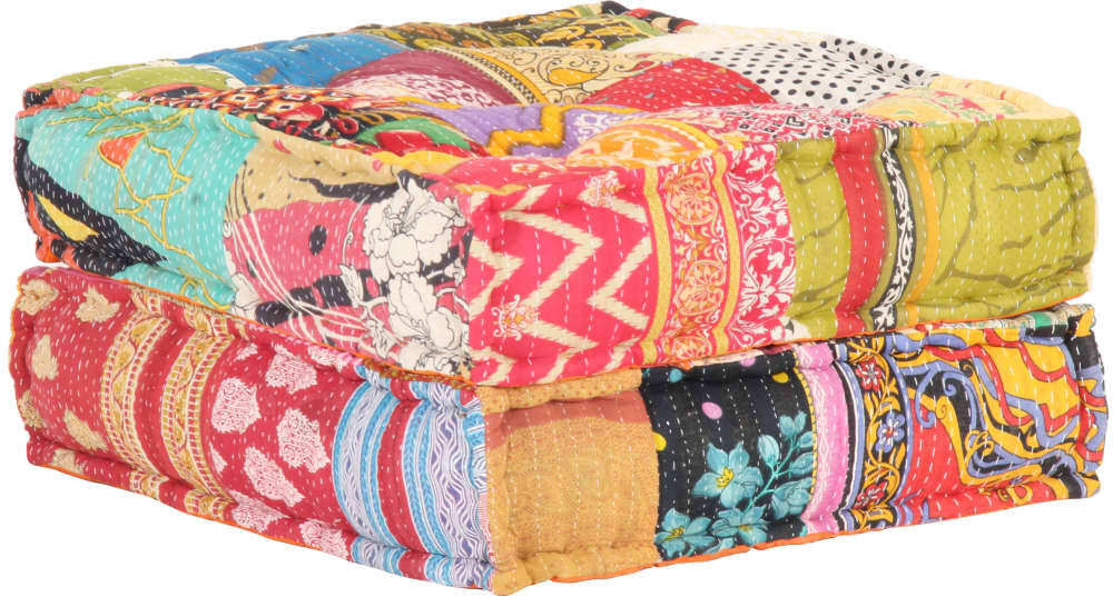 vidaXL Puf patchwork de tela 60x70x36 cm