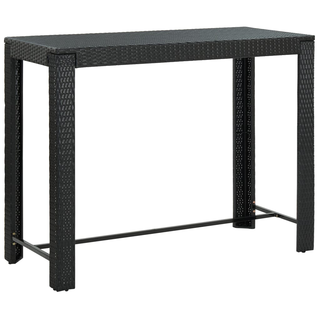 vidaXL Mesa alta de jardín ratán sintético negro 140,5x60,5x110,5 cm