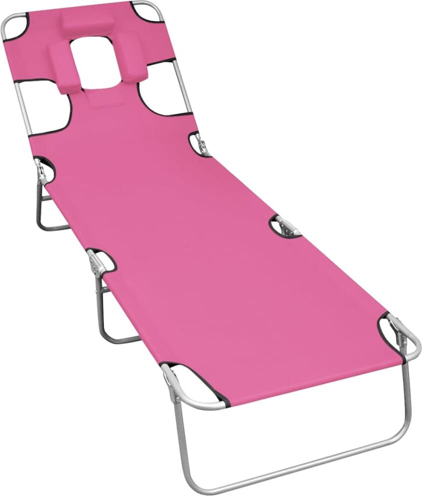 vidaXL Tumbona plegable con cojín para la cabeza acero rosa magenta