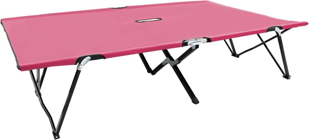 vidaXL Tumbona doble plegable acero rosa