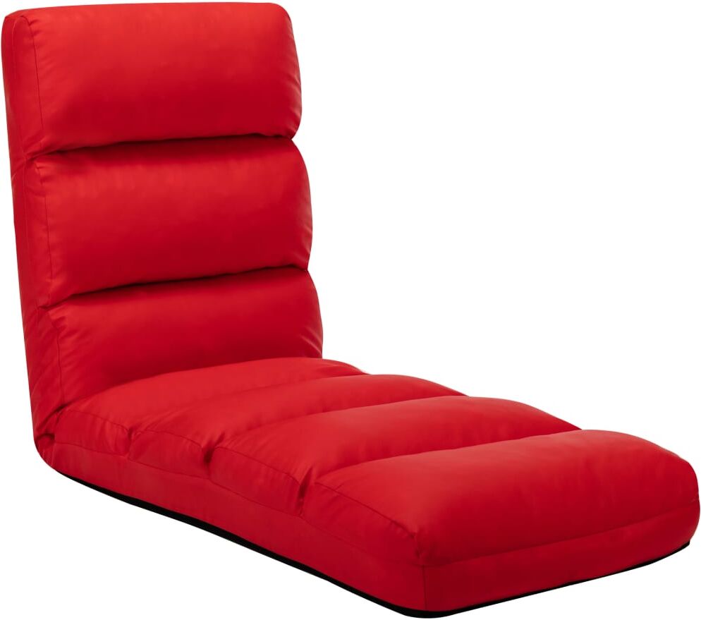 vidaXL Tumbona de suelo plegable de cuero sintético rojo