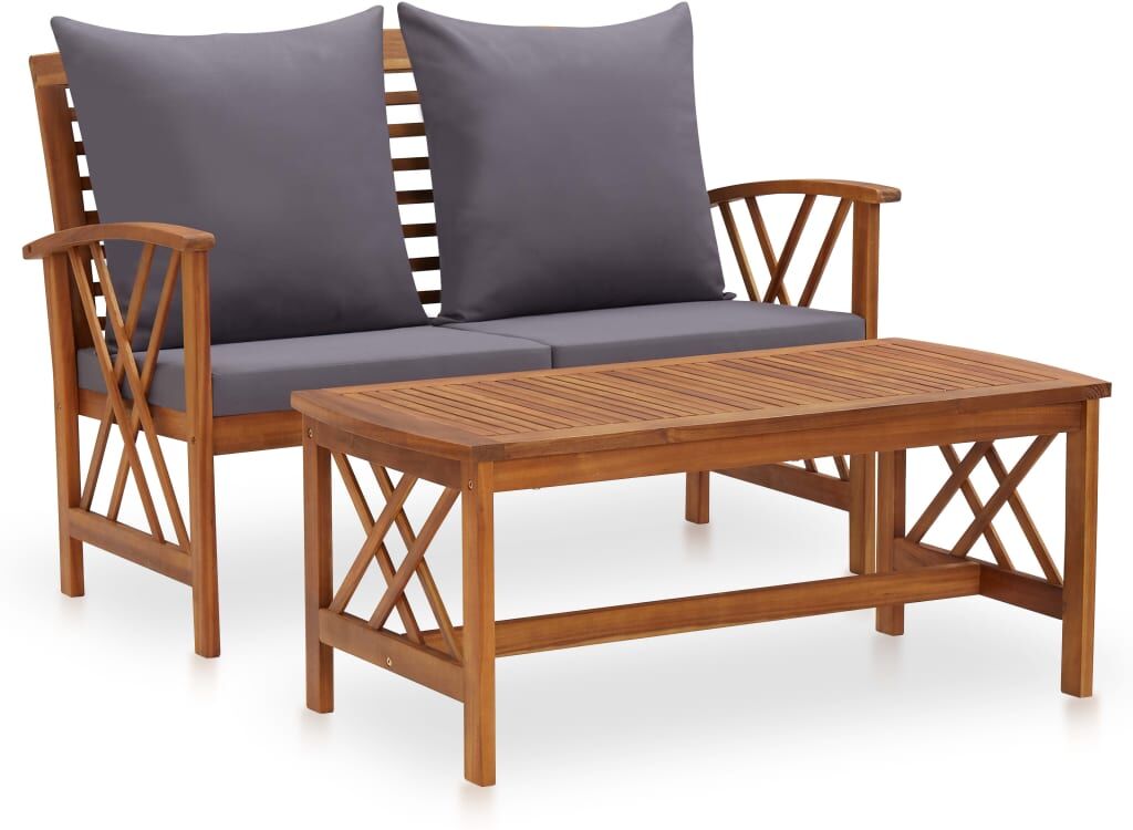 vidaXL Muebles de jardín 2 piezas con cojines madera maciza de acacia