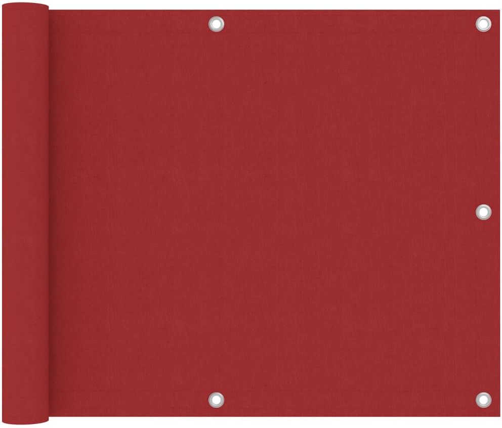 vidaXL Toldo para balcón de tela oxford rojo 75x600 cm