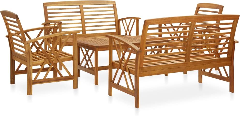 vidaXL Juego de muebles de jardín 5 piezas madera maciza de acacia