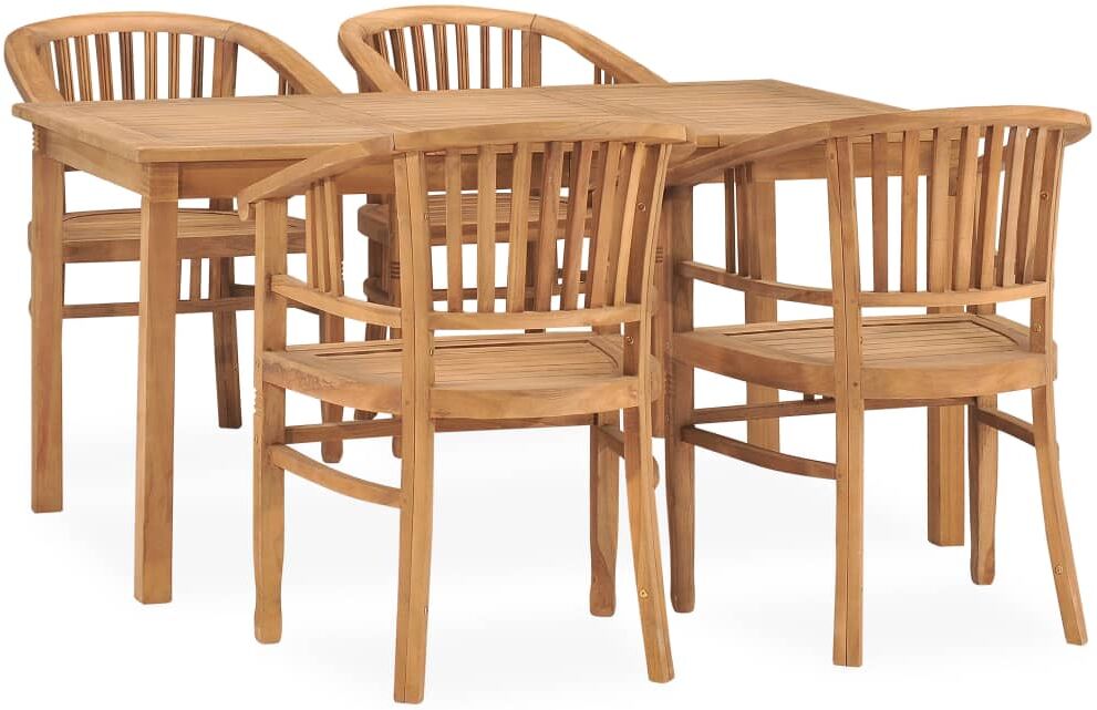 vidaXL Conjunto de comedor para jardín 5 piezas madera maciza de teca