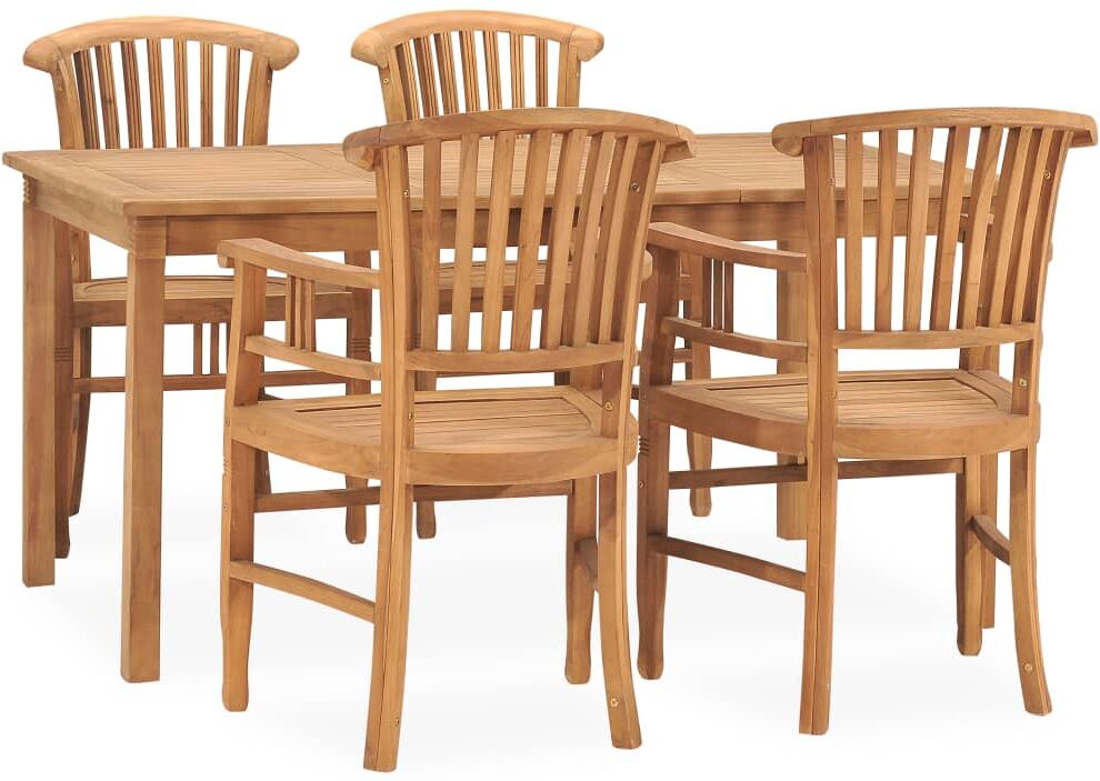 vidaXL Juego de comedor de jardín 5 piezas madera maciza de teca