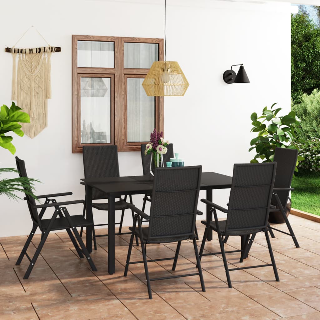 vidaXL Juego de comedor para jardín 7 piezas negro