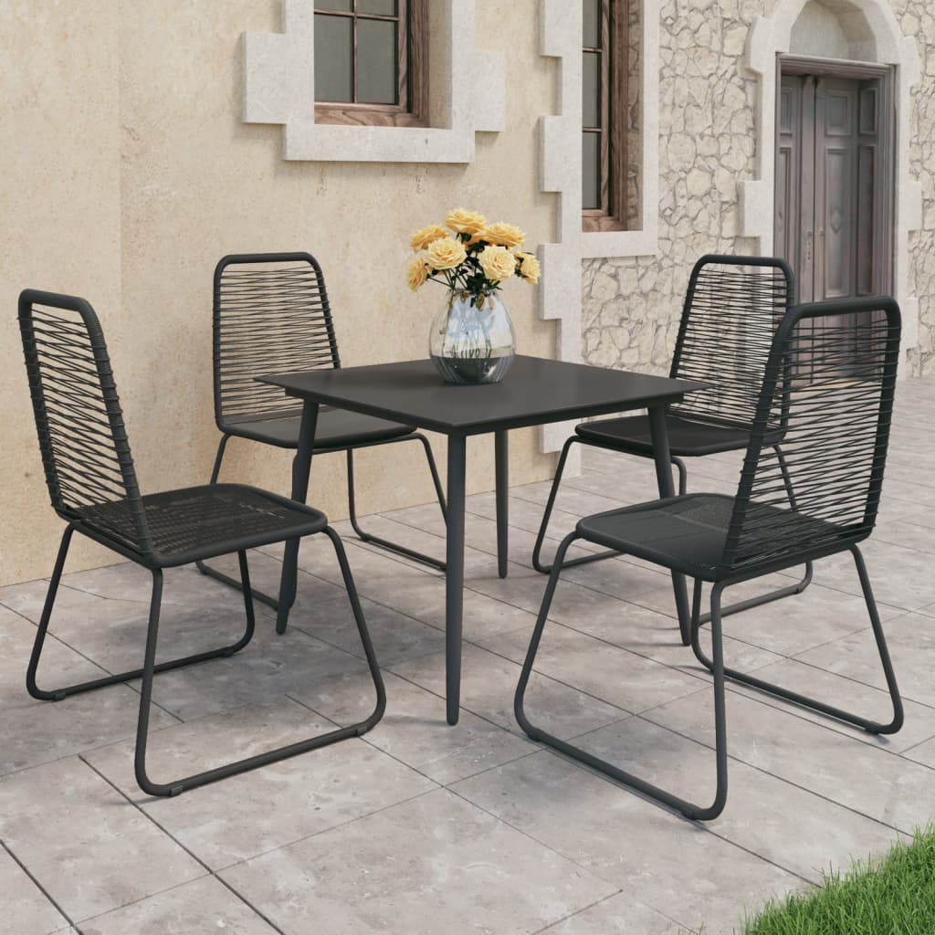 vidaXL Set de comedor de jardín de 5 piezas PVC ratán negro