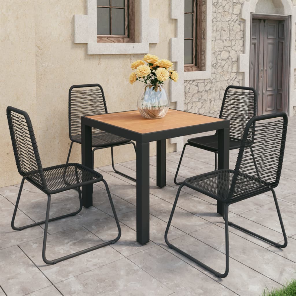 vidaXL Set de comedor de jardín de 5 piezas PVC ratán negro y marrón