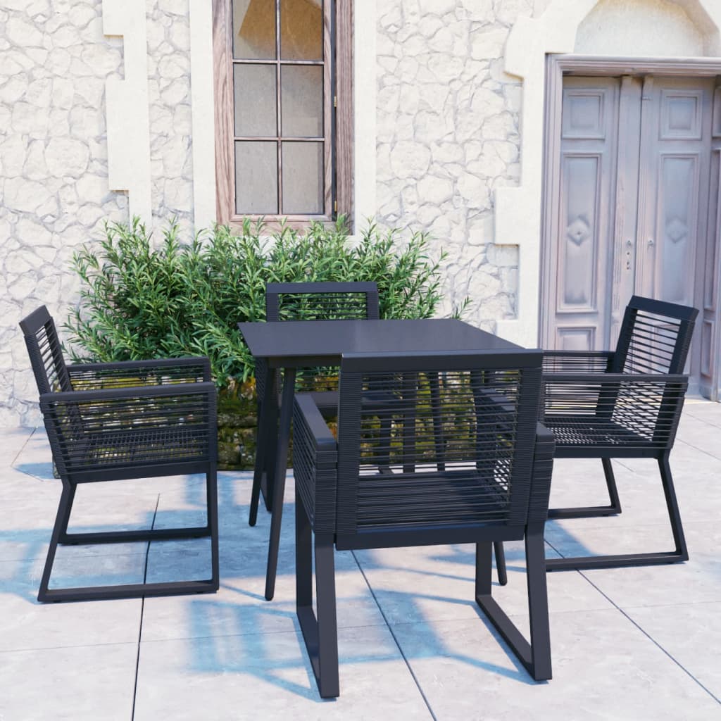 vidaXL Juego de comedor para jardín 5 piezas ratán PVC negro