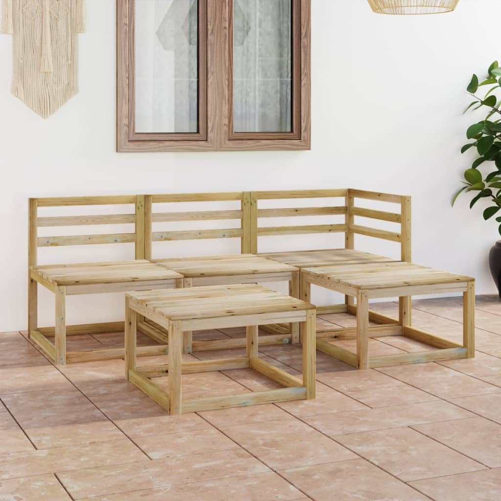 vidaXL Set de muebles de jardín 5 pzas madera de pino impregnada verde