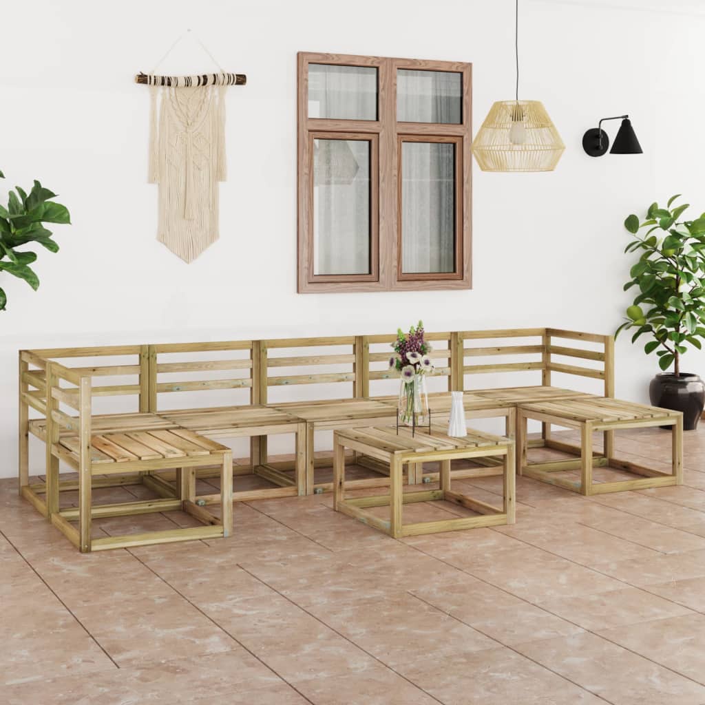 vidaXL Set de muebles de jardín 8 pzas madera de pino impregnada verde