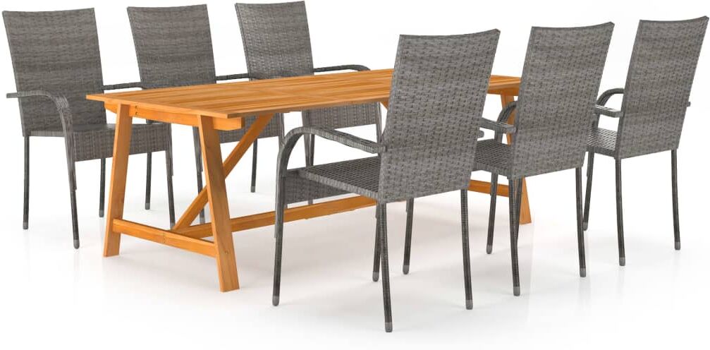 vidaXL Juego de comedor de jardín 7 piezas gris