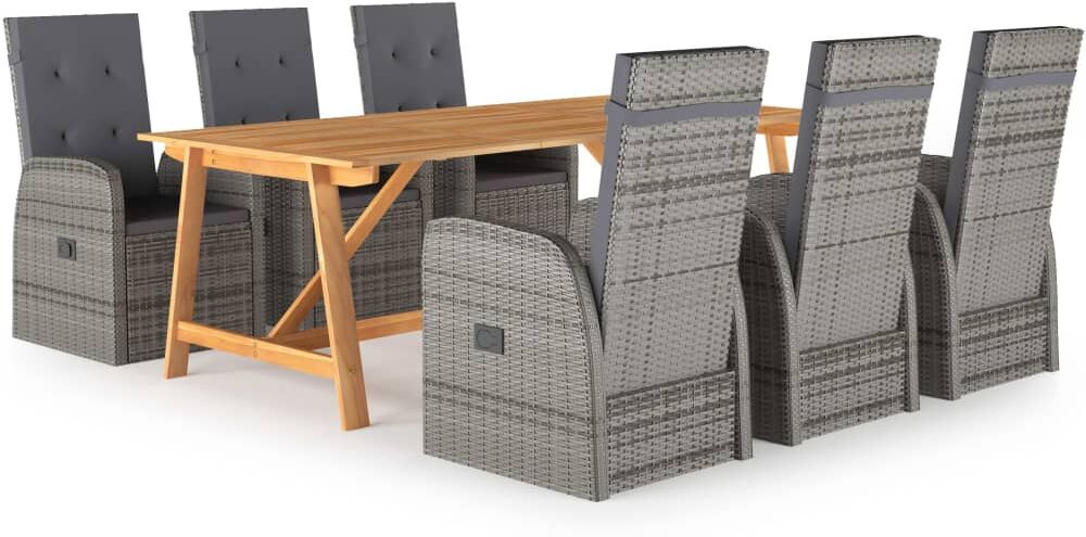 vidaXL Juego de comedor de jardín 7 piezas gris