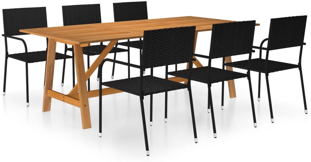 vidaXL Juego de comedor de jardín 7 piezas negro