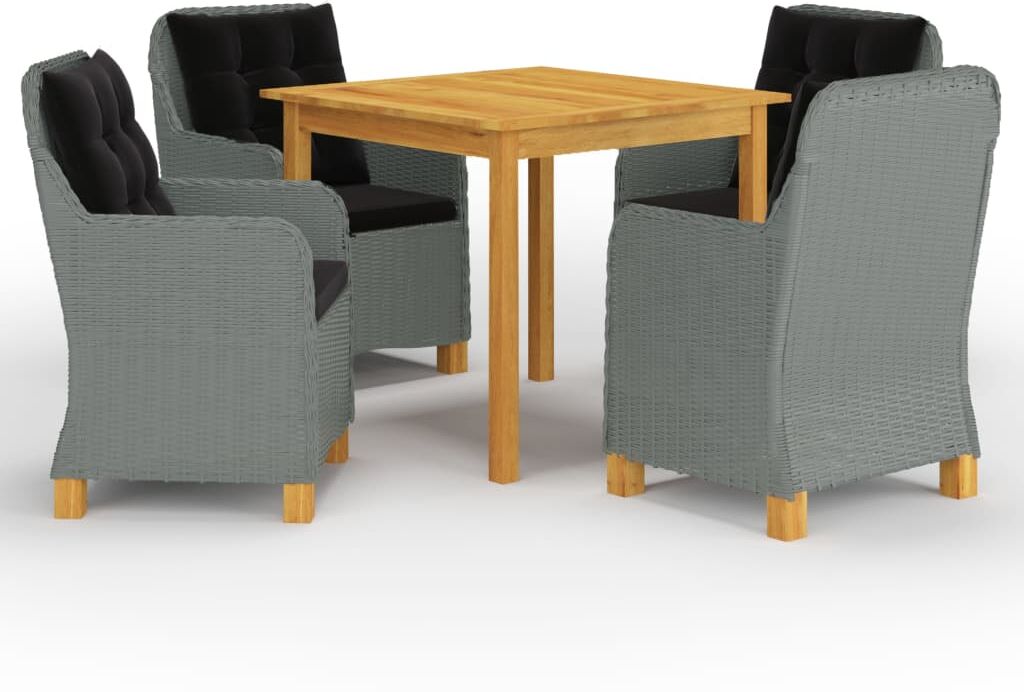 vidaXL Juego de comedor para jardín de 5 piezas gris claro