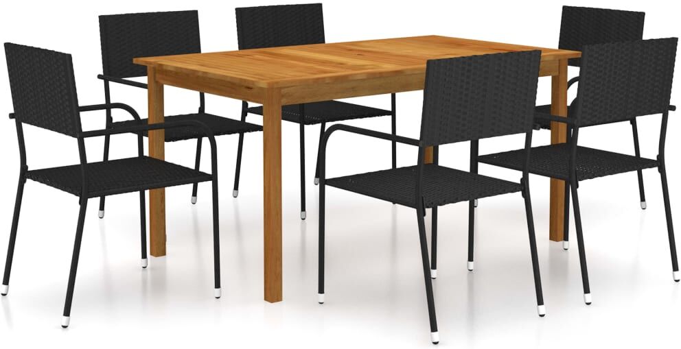 vidaXL Juego de comedor para jardín de 7 piezas negro