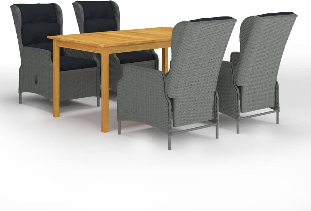 vidaXL Juego de comedor para jardín de 5 piezas gris claro