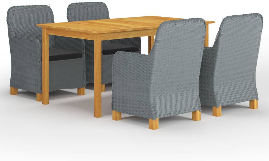 vidaXL Juego de comedor para jardín de 5 piezas gris claro