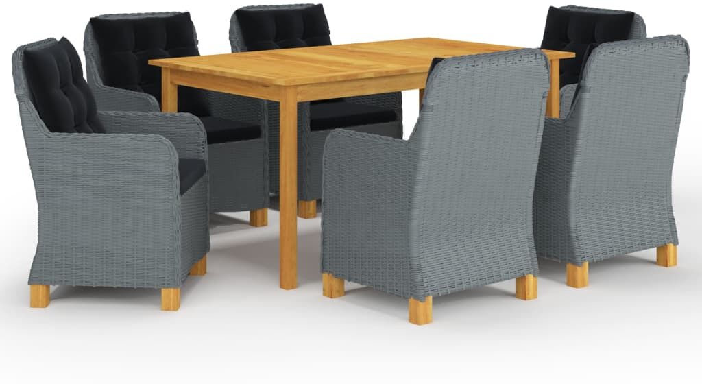 vidaXL Juego de comedor para jardín de 7 piezas gris claro