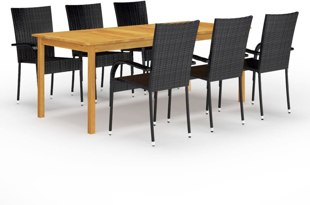 vidaXL Juego de comedor para jardín de 7 piezas negro