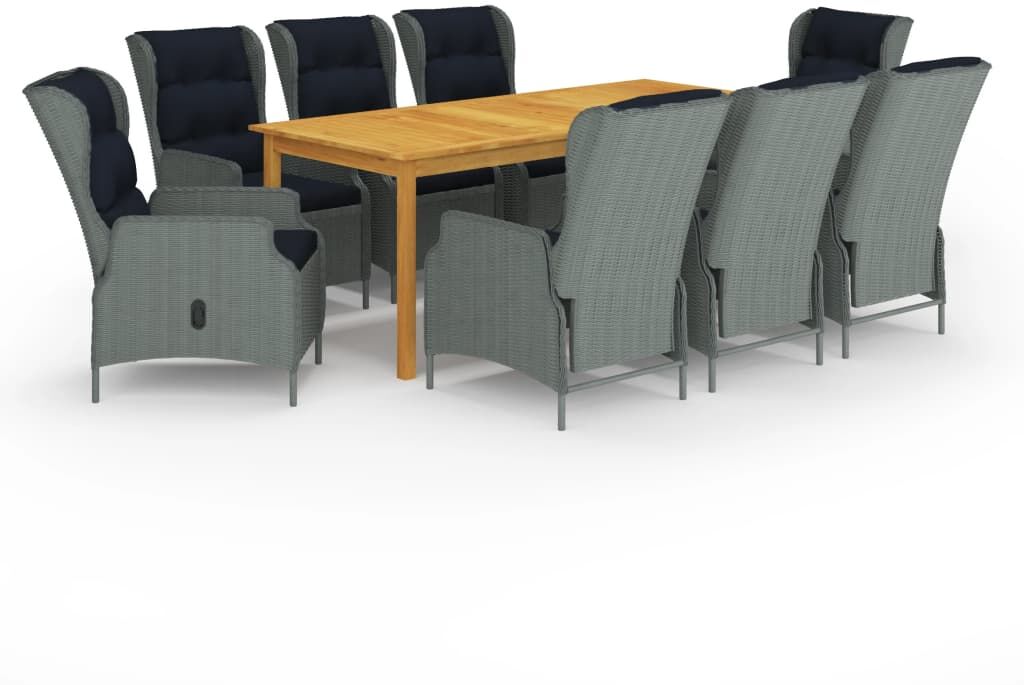 vidaXL Juego de comedor para jardín 9 piezas gris claro