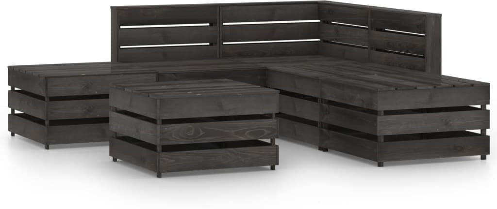 vidaXL Set de muebles de jardín 6 pzas madera de pino impregnada gris