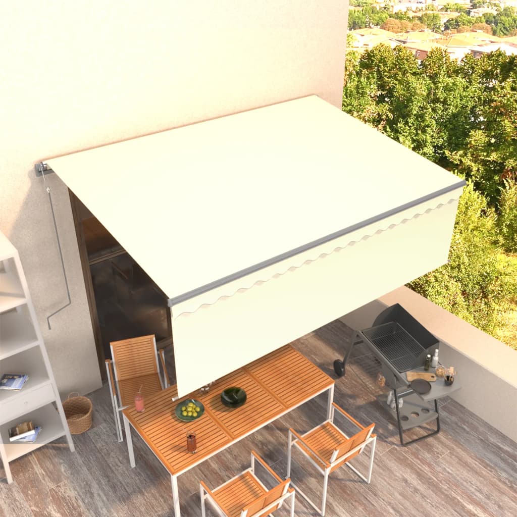 vidaXL Toldo automático retráctil con persiana color crema 4x3 m