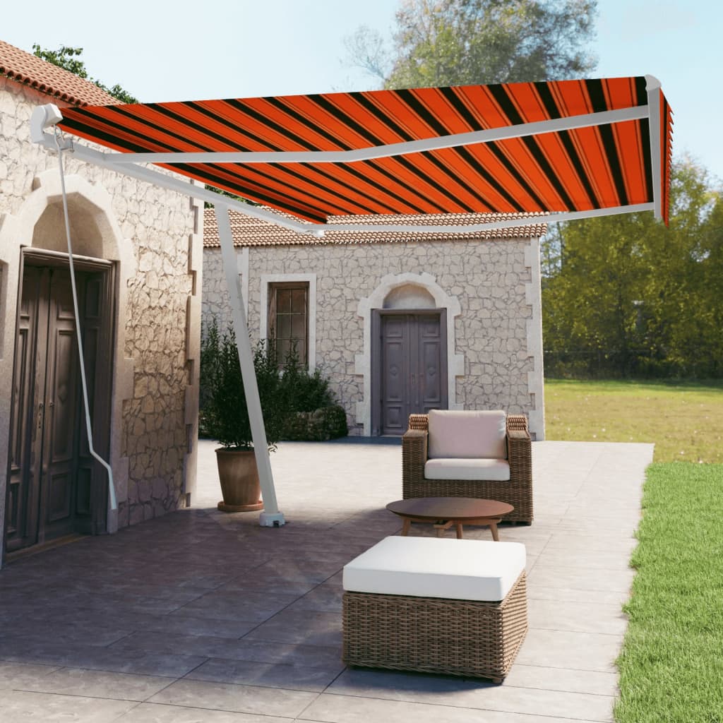 vidaXL Toldo de pie retráctil manual naranja y marrón 500x350 cm