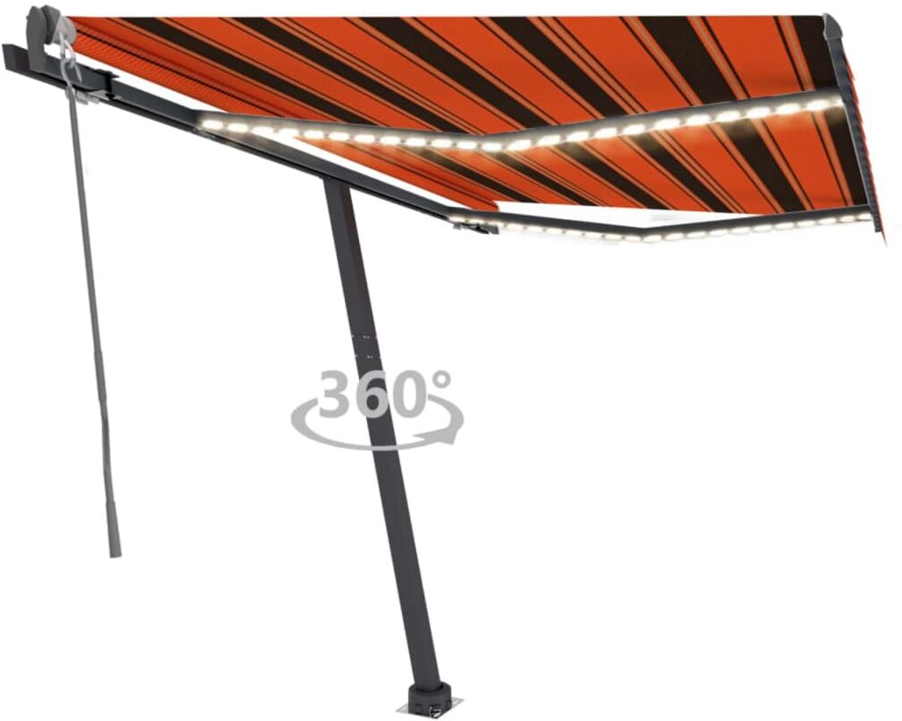 vidaXL Toldo automático LED sensor de viento naranja marrón 300x250 cm