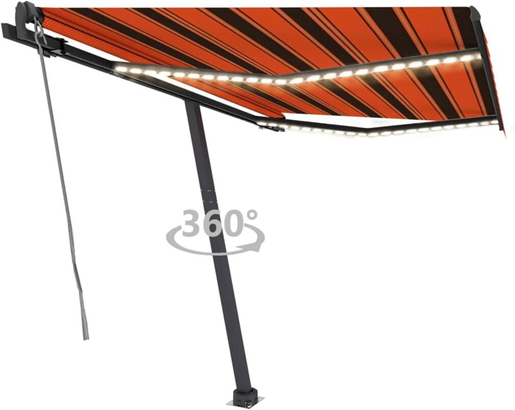 vidaXL Toldo automático LED sensor de viento naranja marrón 350x250 cm