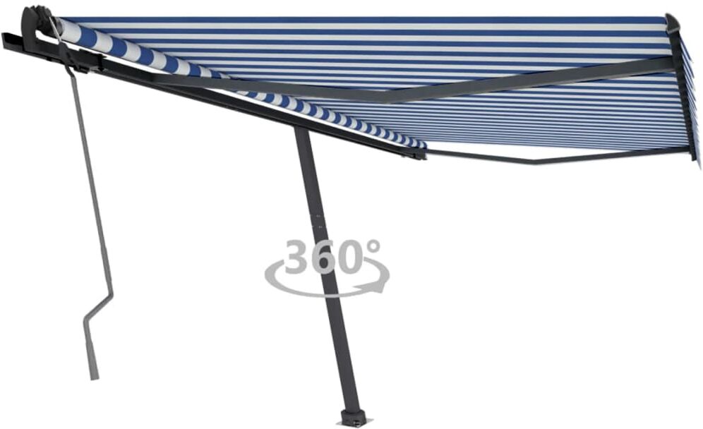 vidaXL Toldo de pie manual retráctil azul y blanco 400x350 cm