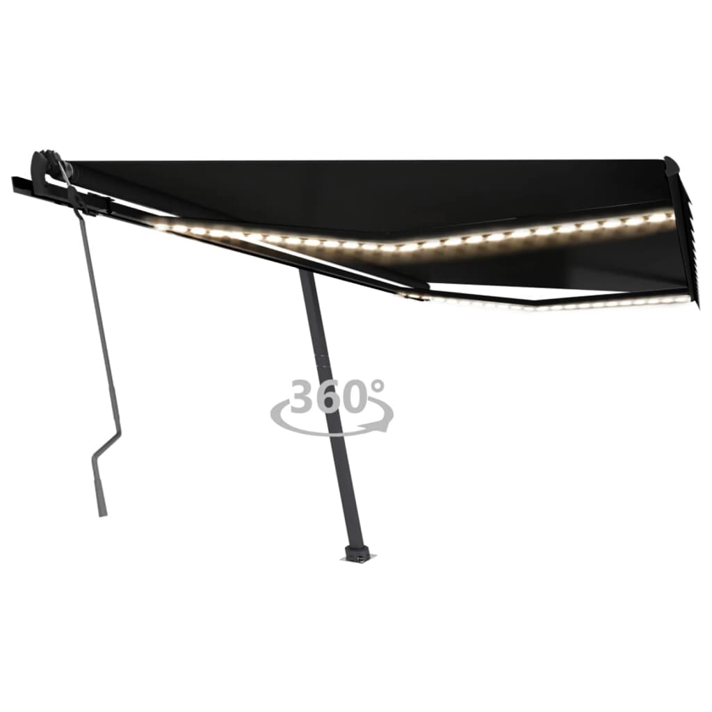 vidaXL Toldo manual retráctil con LED gris antracita 400x350 cm