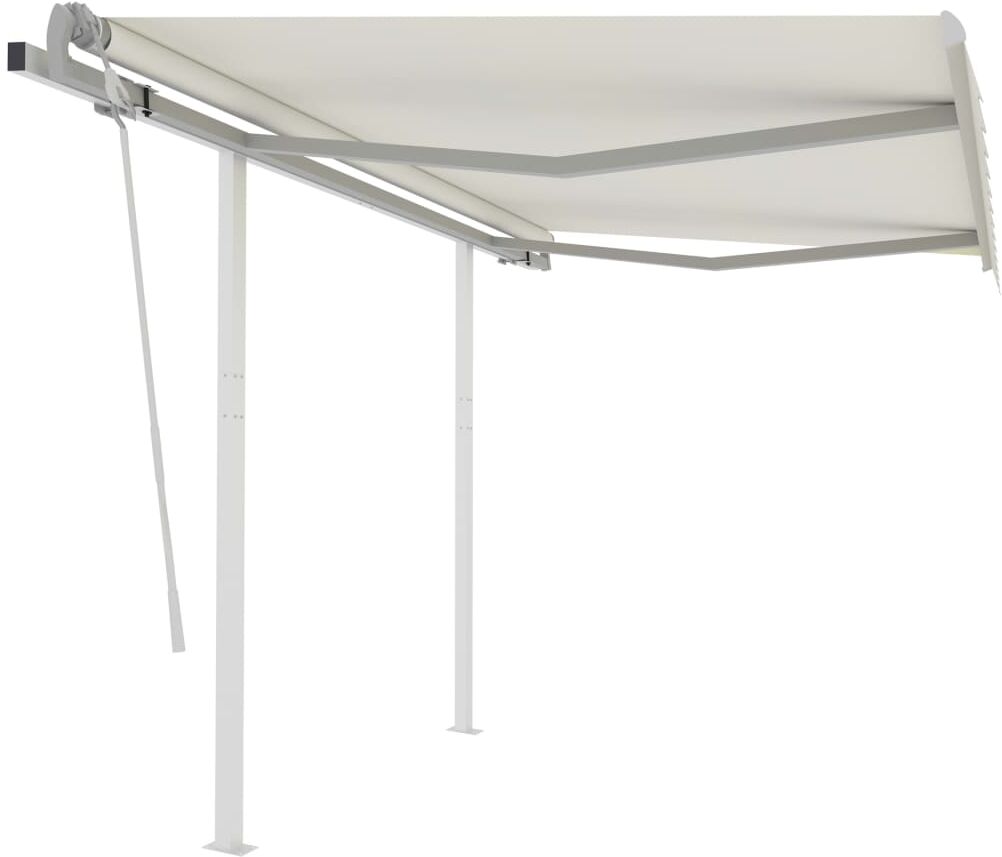 vidaXL Toldo manual retráctil con postes color crema 3x2,5 m