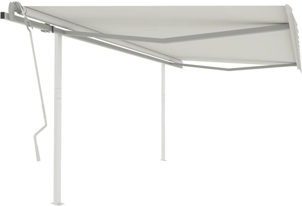 vidaXL Toldo manual retráctil con postes color crema 4x3 m