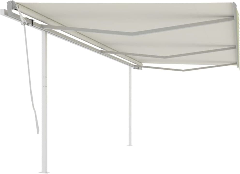 vidaXL Toldo retráctil manual con postes crema 6x3 m