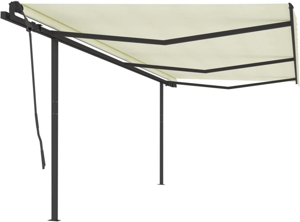 vidaXL Toldo retráctil manual con postes crema 6x3,5 m