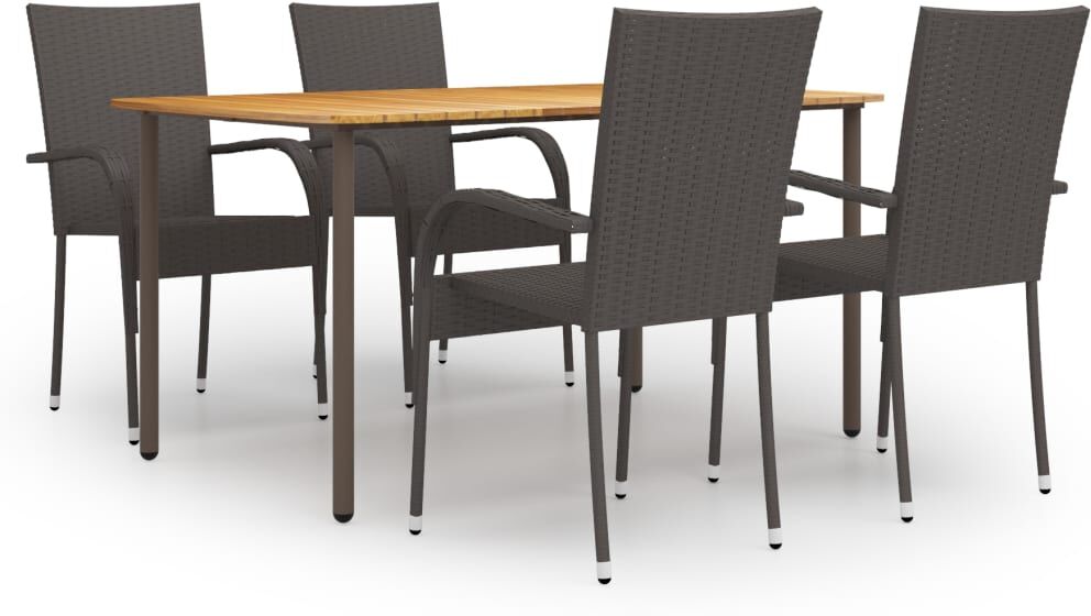 vidaXL Set de muebles de comedor de jardín 5 piezas de ratán marrón