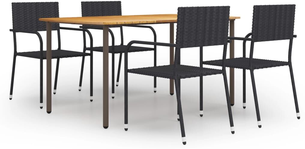 vidaXL Set de muebles de comedor de jardín 5 piezas ratán PE negro