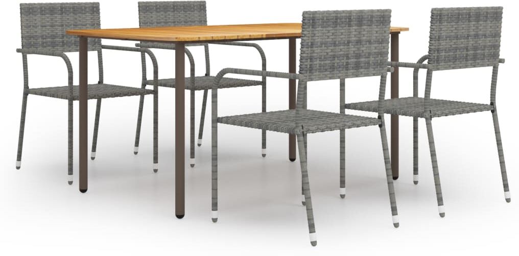 vidaXL Set de comedor jardín 5 pzas ratán sintético gris antracita