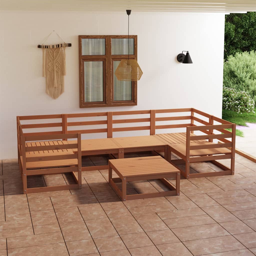 vidaXL Juego de muebles de jardín 7 piezas madera maciza de pino